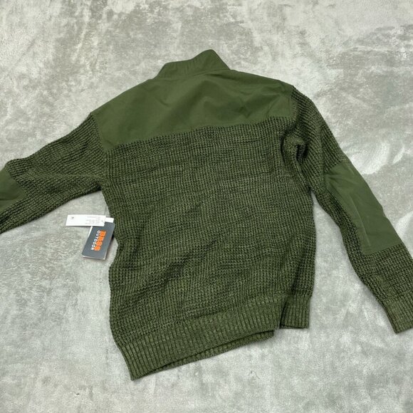 Bass Outdoor Olive Green Quarter-Zip Pullover Sweater S Mens NWT 6385 - Picture 3 of 8
